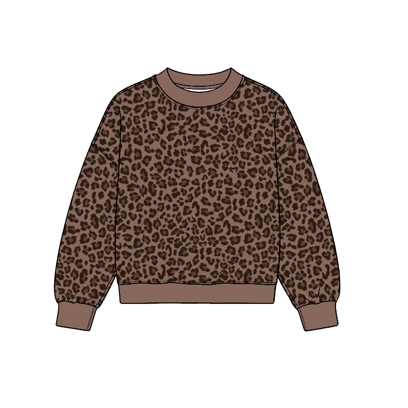 Adult women leopard print long sleeve  pullover top preorder