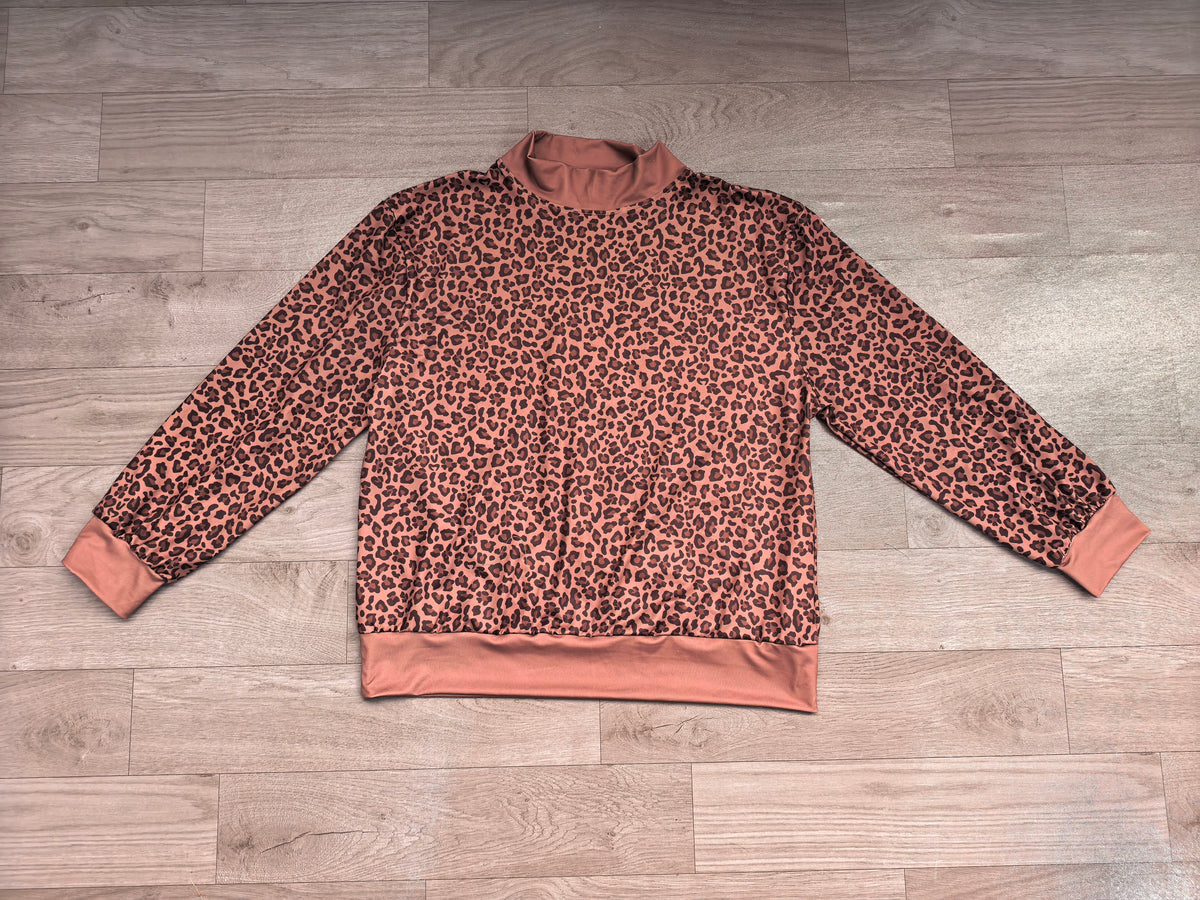 Adult women leopard print long sleeve  pullover top preorder