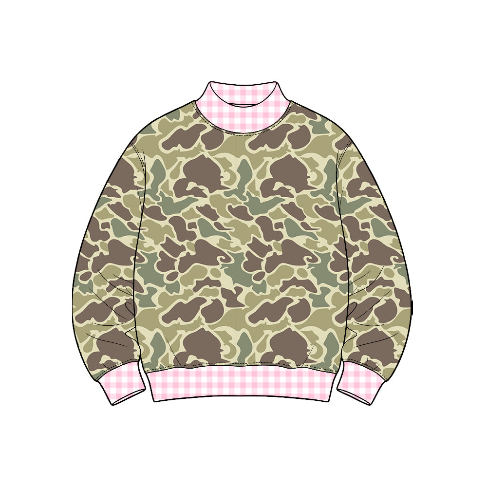 Khaki Camo print girls long sleeve pullover top preorder