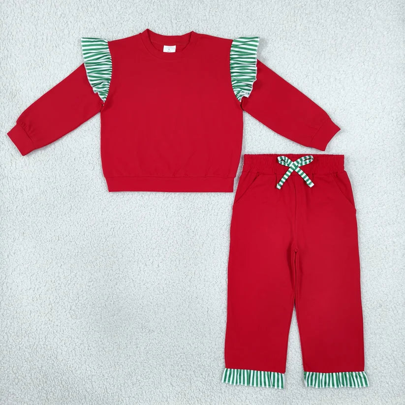 Various color long sleeve top matching pants girls spring fall outfit