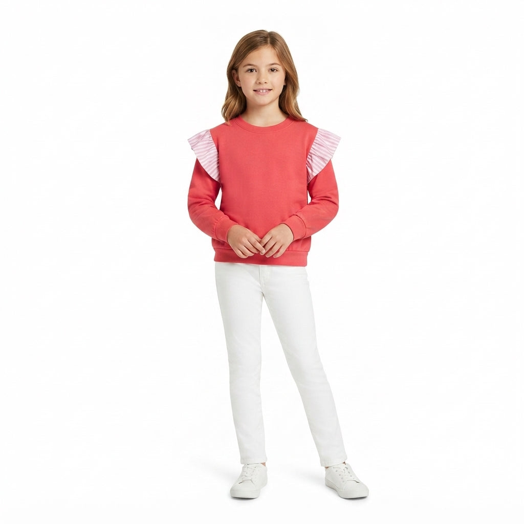 Hot pink color girls long sleeve spring fall top