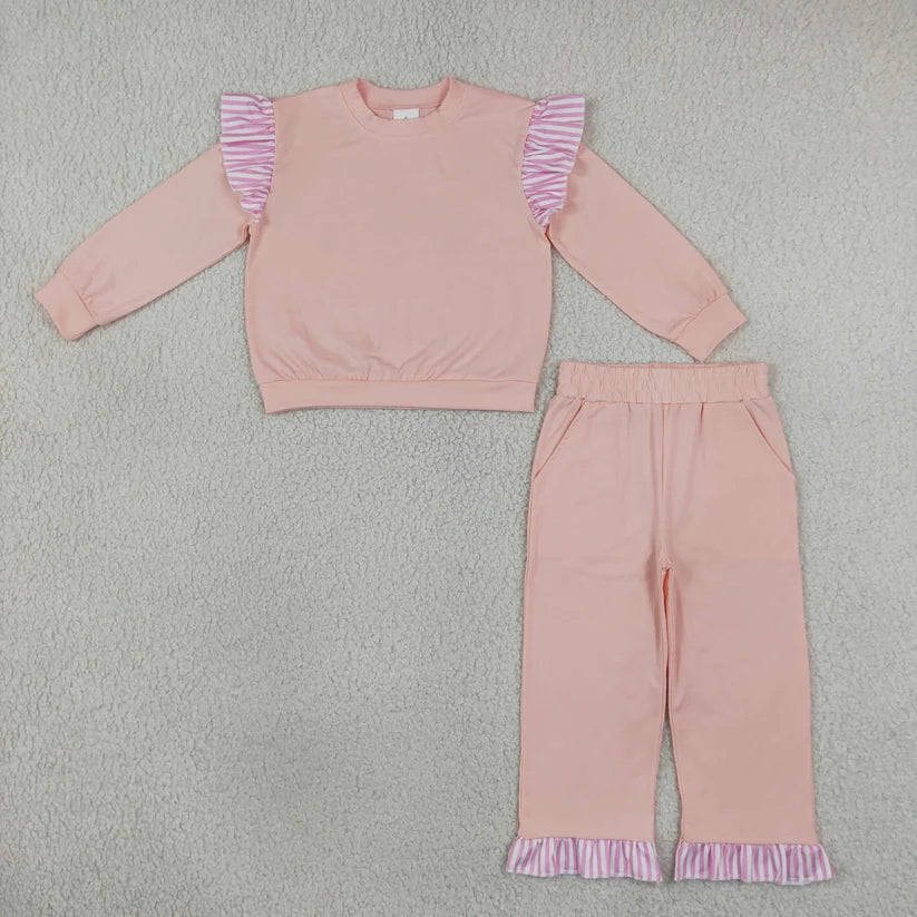 Various color long sleeve top matching pants girls spring fall outfit