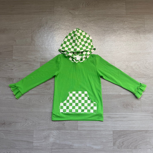 Green color girls long sleeve hoodie top preorder