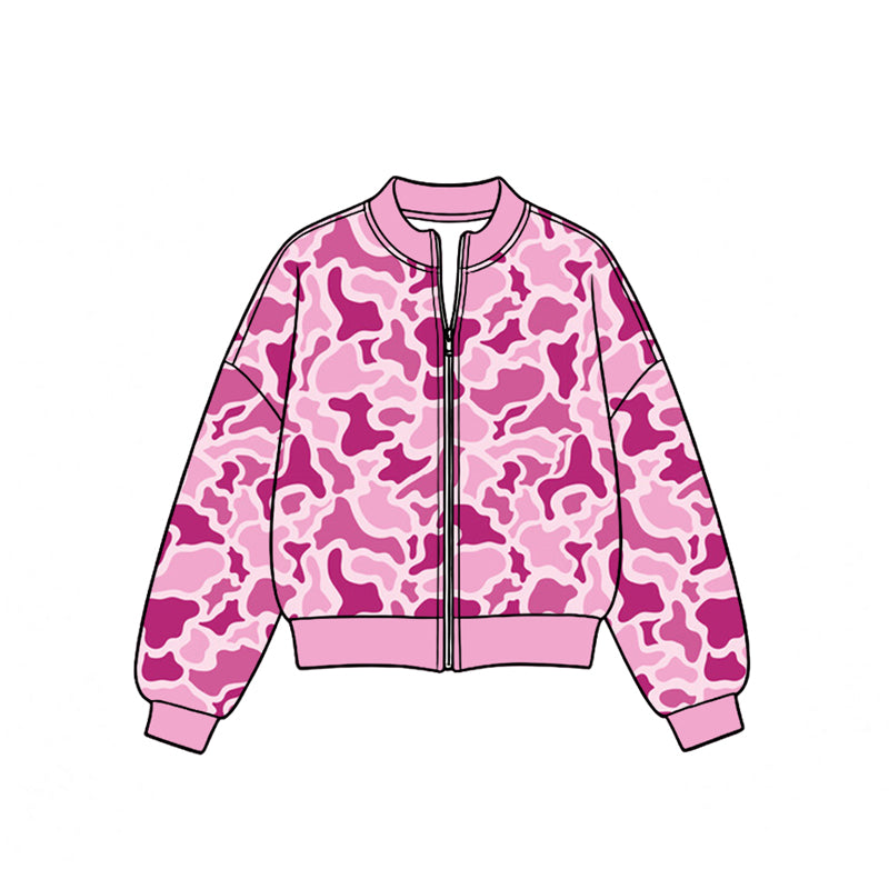 Pink Camo print kids girls long sleeve yoga pullover top preorder