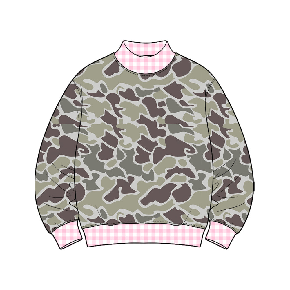 Dark grey Camo color GIRL long sleeve pullover top preorder