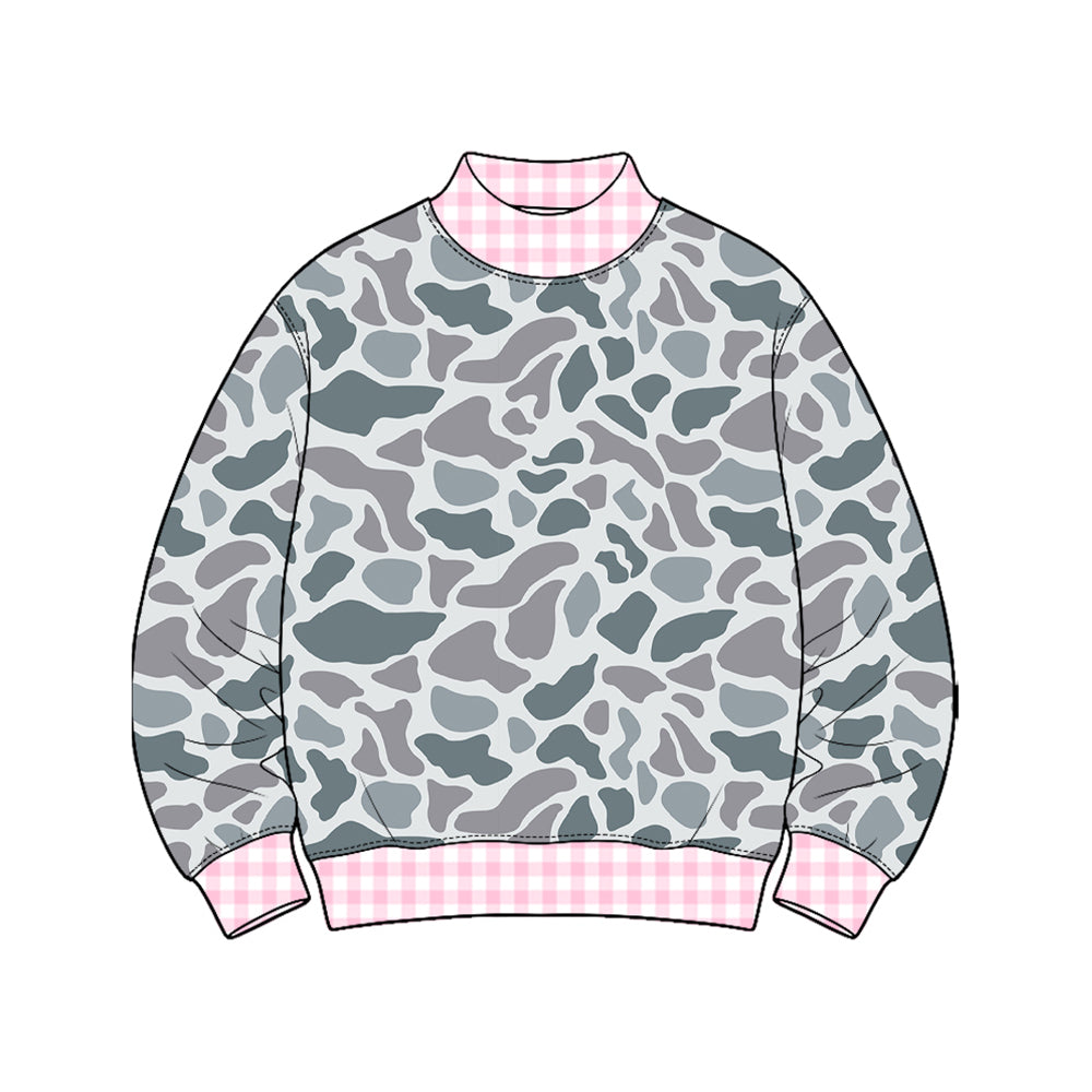 Grey Camo color girl long sleeve pullover top preorder