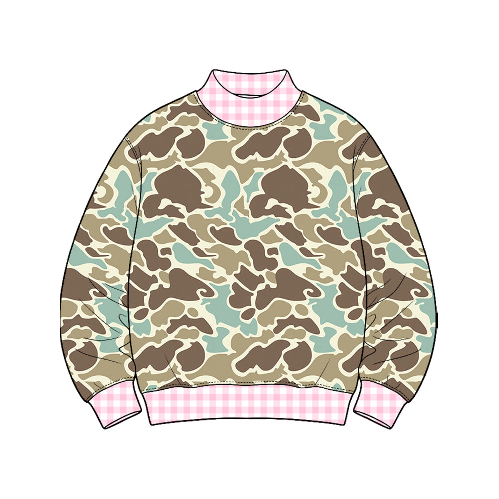 Khaki blue Camo color girl long sleeve pullover top preorder