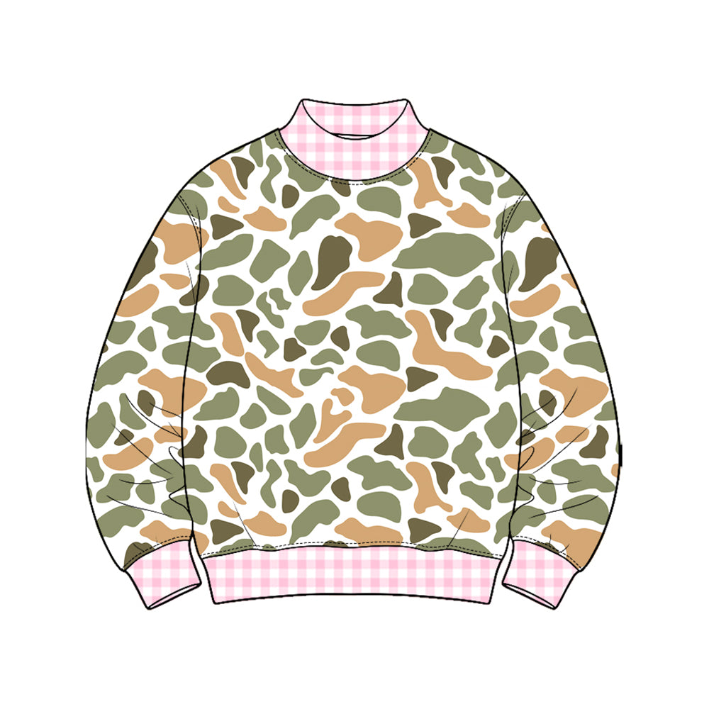 Green orange Camo color girl long sleeve pullover top preorder