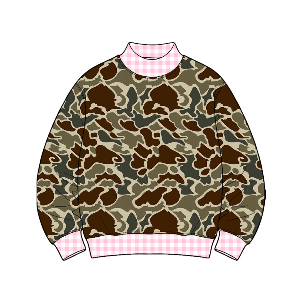 Brown Camo color girl long sleeve pullover top preorder