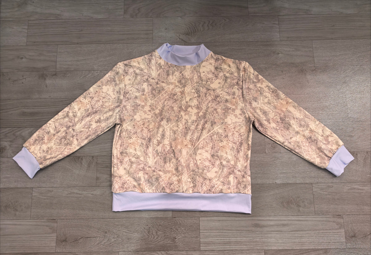 Adult grey green camo print long sleeve yoga pullover top preorder