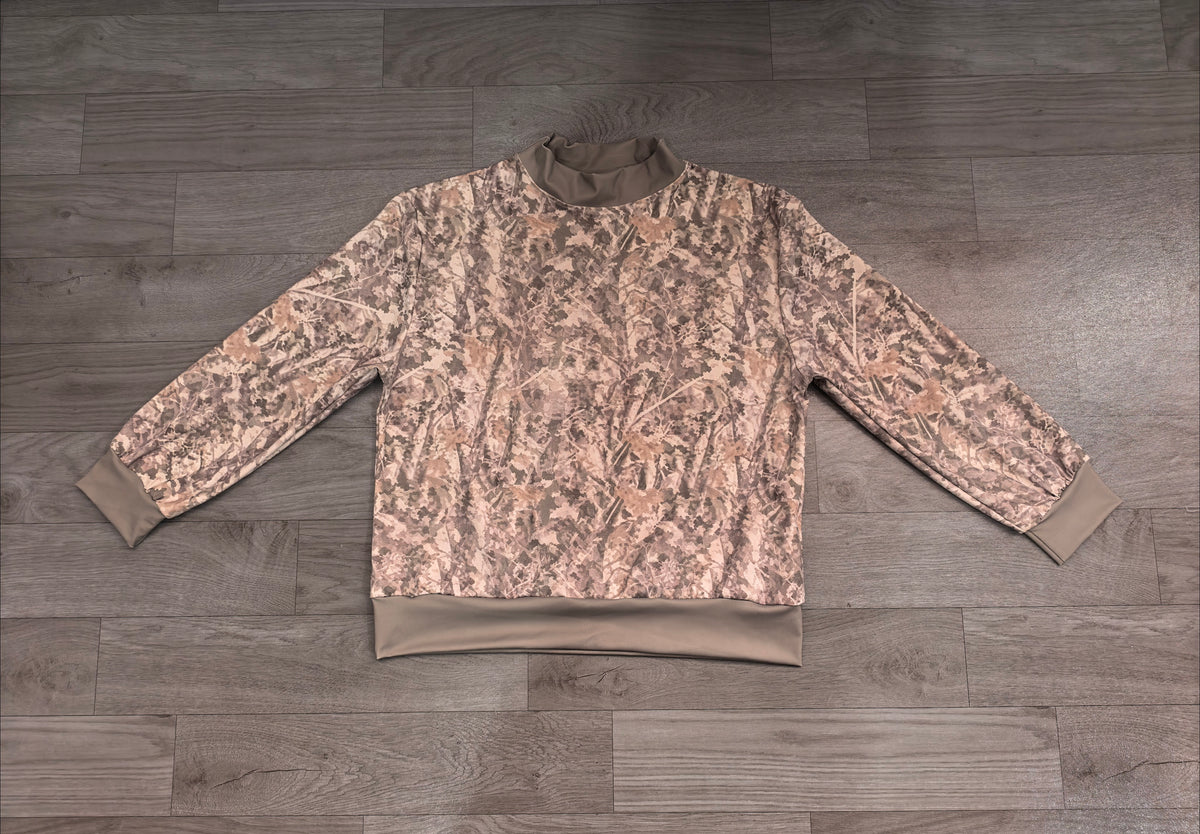 Adult grey green camo print long sleeve yoga pullover top preorder