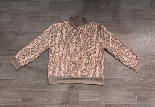 Adult grey green camo print long sleeve yoga pullover top preorder