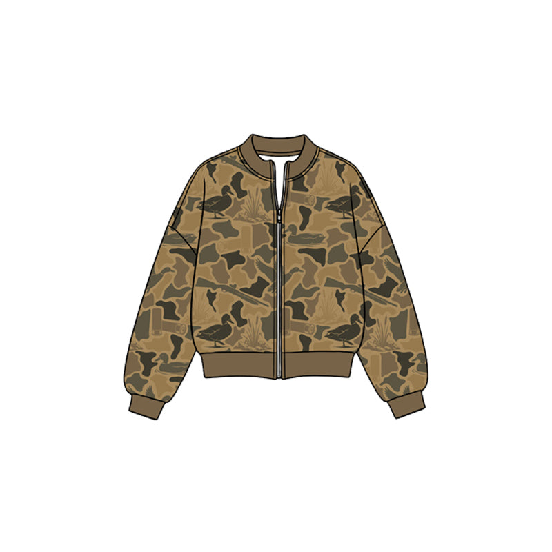 Duck camo color girl long sleeve yoga zip top preorder