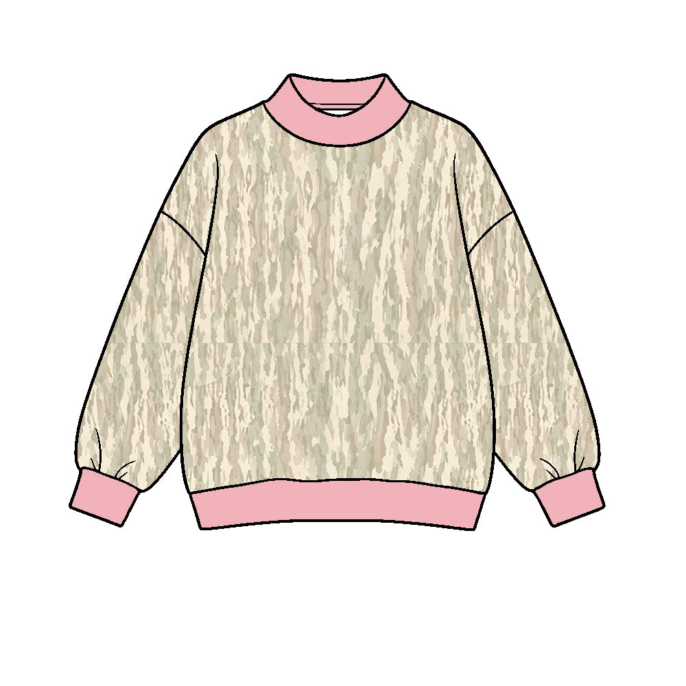 Adult women camo print long sleeve yoga pullover top preorder