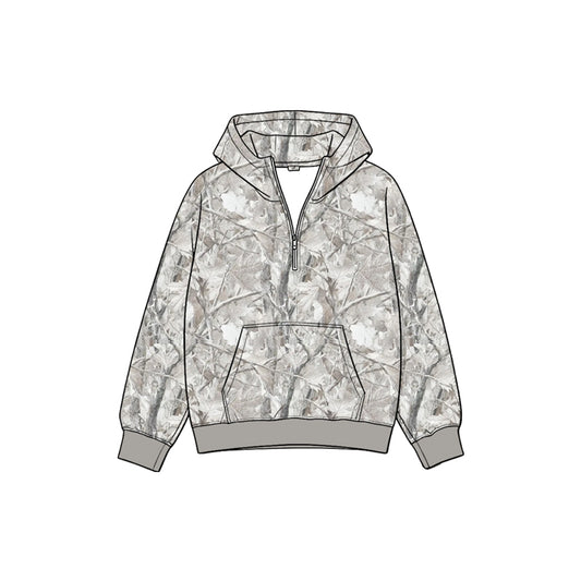 Grey Camo print kids boy long sleeve hoodie top preorder