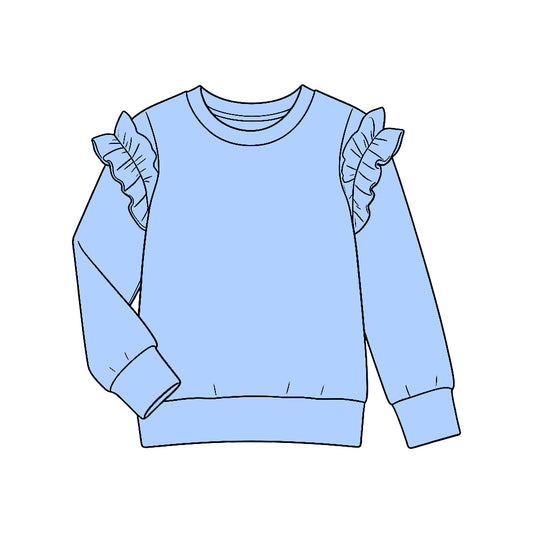 Blue color kids girls long sleeve pullover top preorder