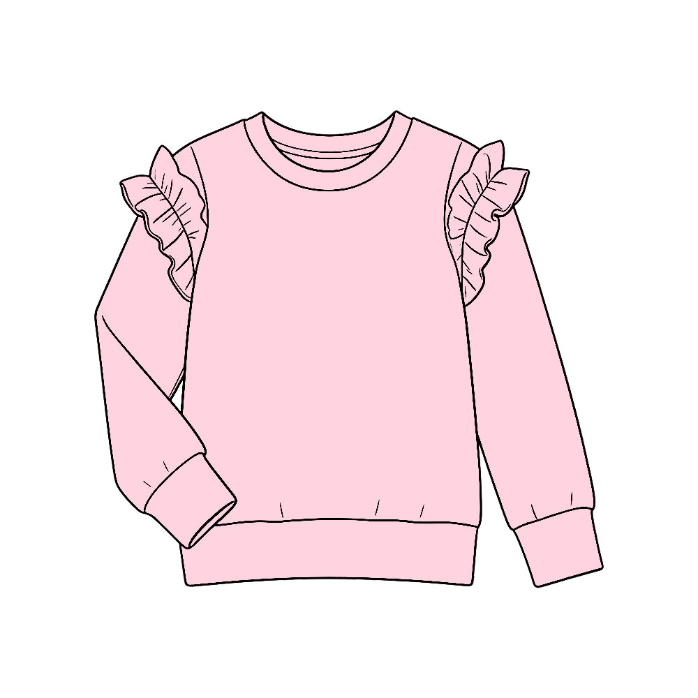 Pink color kids girls long sleeve pullover top preorder