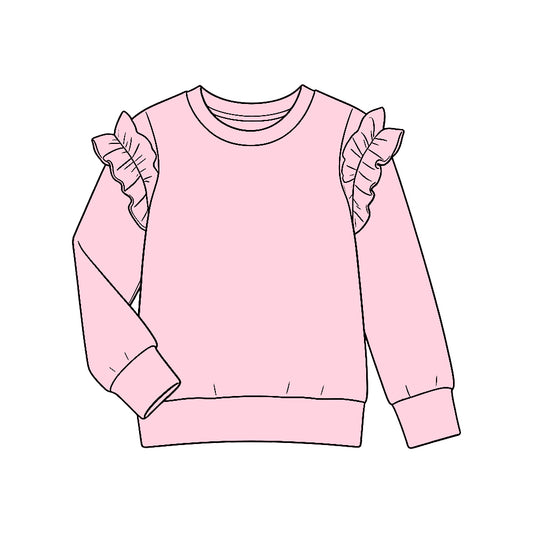 Pink color kids girls long sleeve pullover top preorder