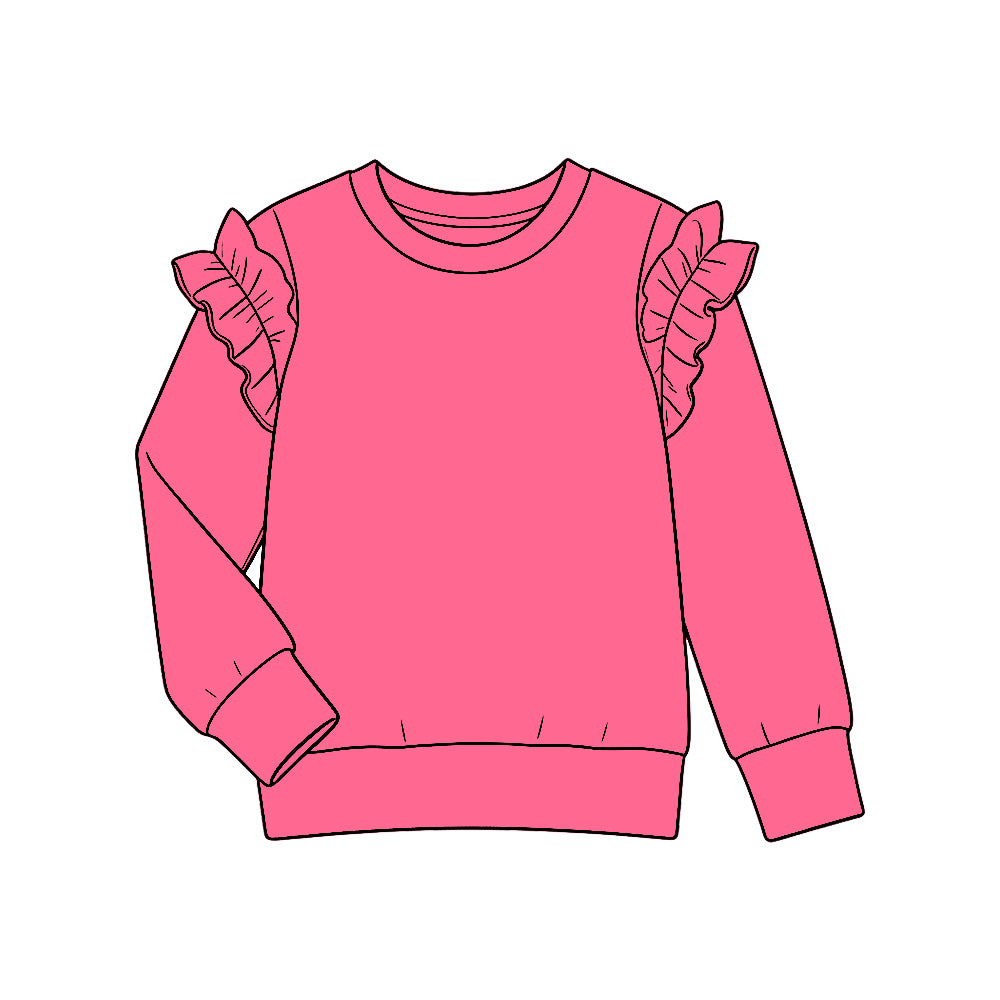 hot pink color kids girls long sleeve pullover top preorder