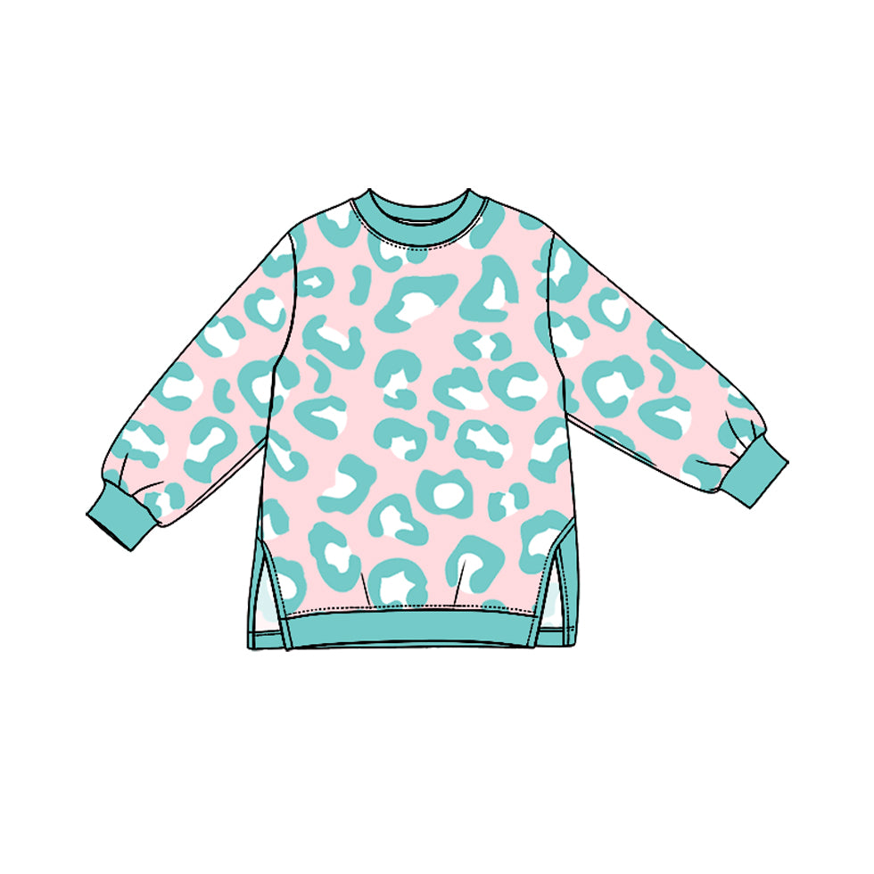 Blue leopard color girl long sleeve yoga top preorder