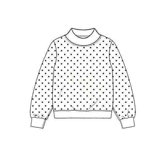 Adult women black dots print long sleeve pullover top preorder