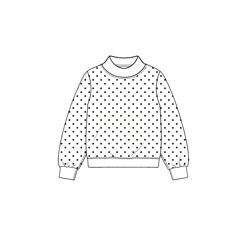 Black dots print kids girl long sleeve top preorder