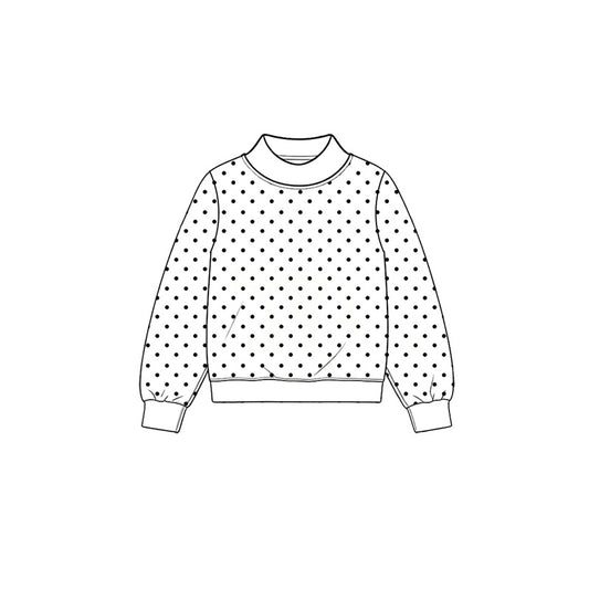 Black dots print kids girl long sleeve top preorder