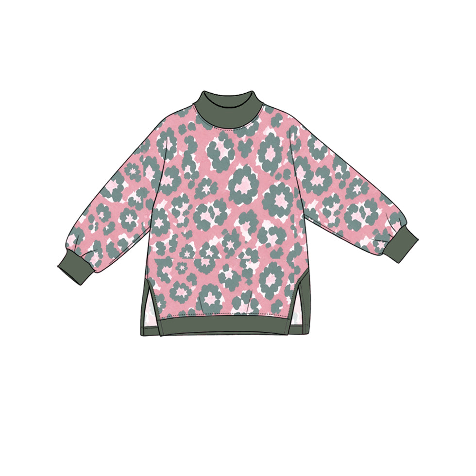 Leopard print kids girls long sleeve yoga top preorder