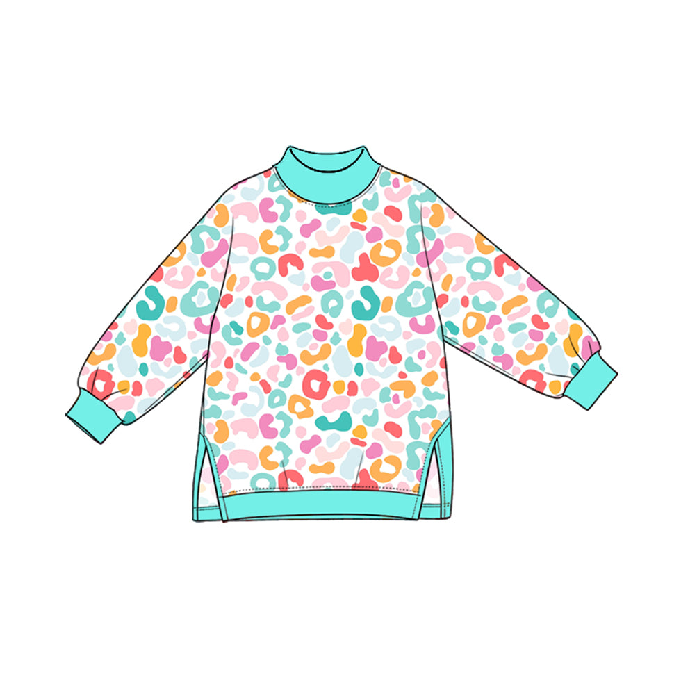 Leopard print kids girls long sleeve yoga top preorder