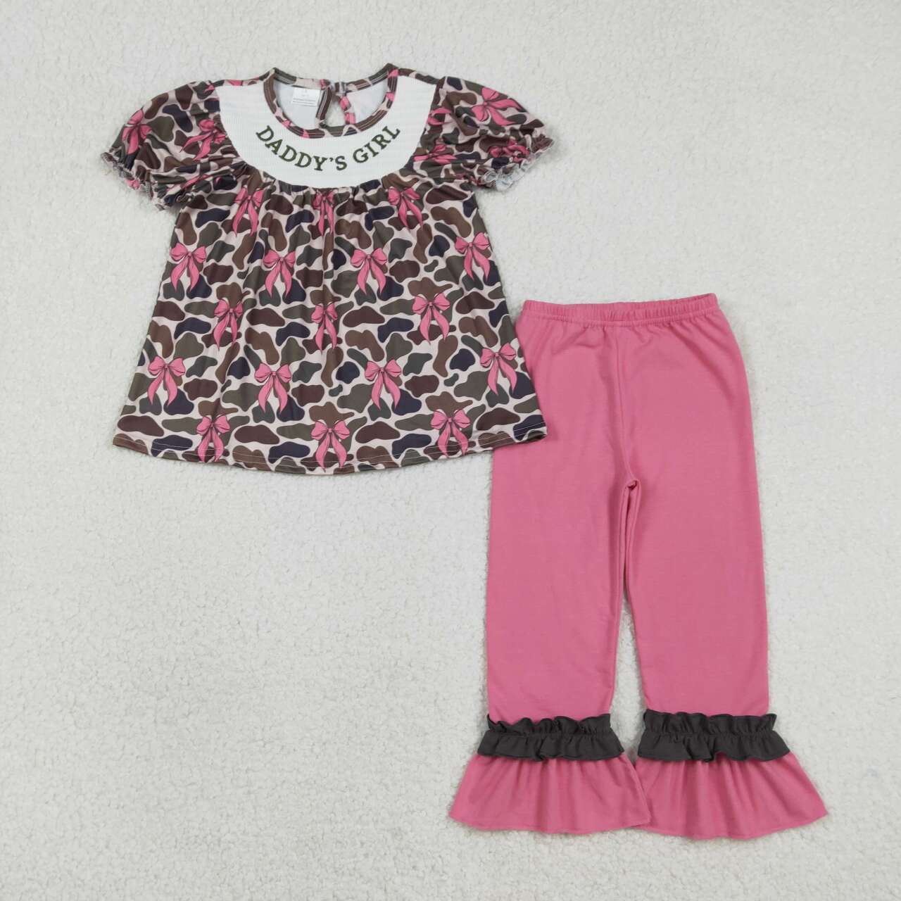 Daddys girl camo design summer smocked outfit
