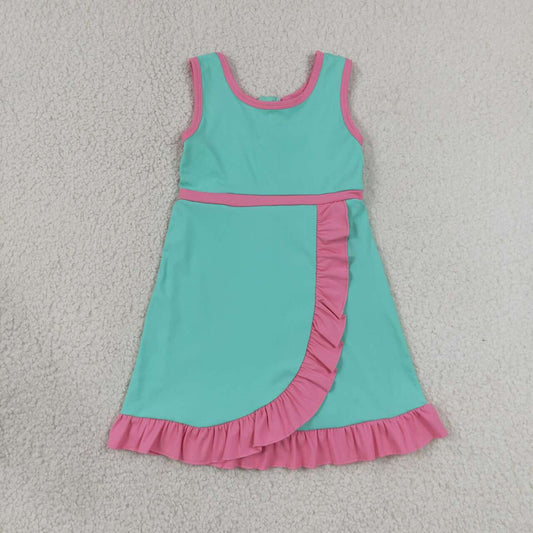 Turquoise pink color girls summer yoga dress