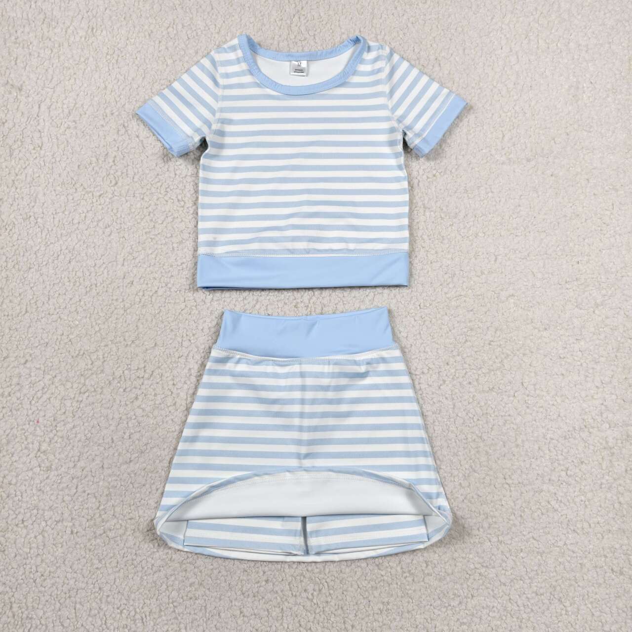 Blue top matching skorts girls summer yoga outfit