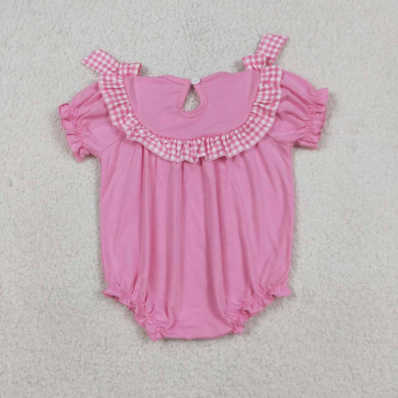 Easter cross  girls pink short sleeve smocked romper