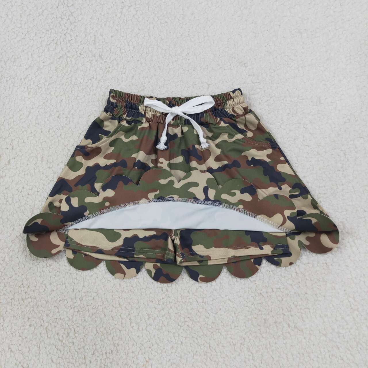 Green Black Camo print girls summer skirts