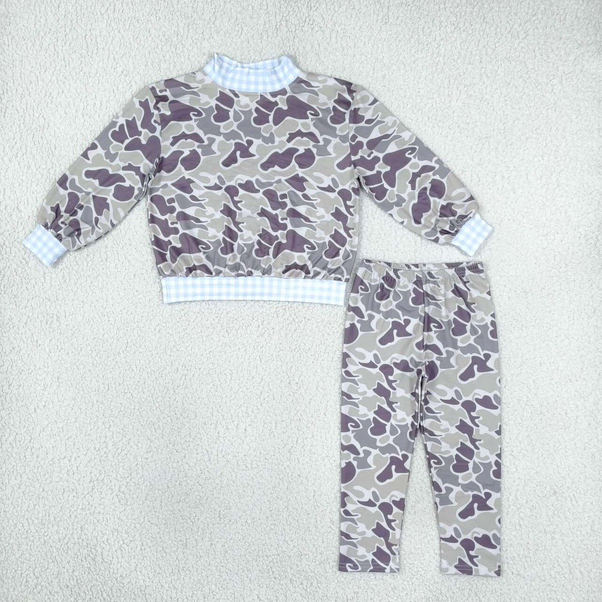 Dark grey long sleeve top matching pants boys fall winter outfit