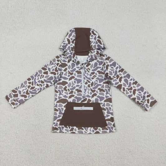 Grey camo kids boys long sleeve hoodie top