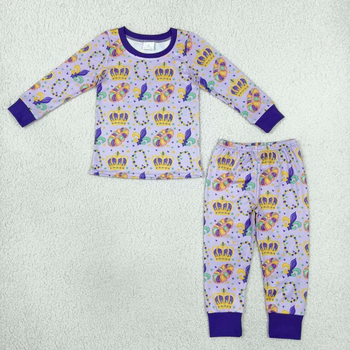 Long sleeve Mardi Gras top matching pants girls pajama set