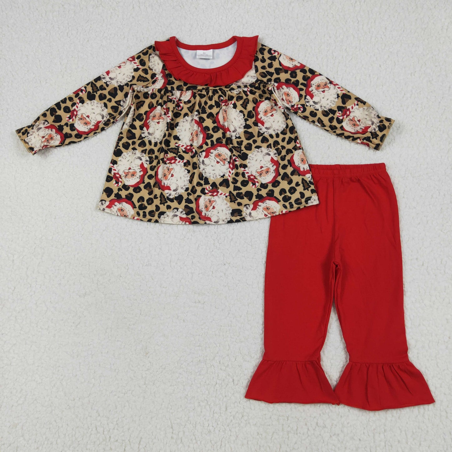 Christmas Santa leopard tunic top matching pants clothes