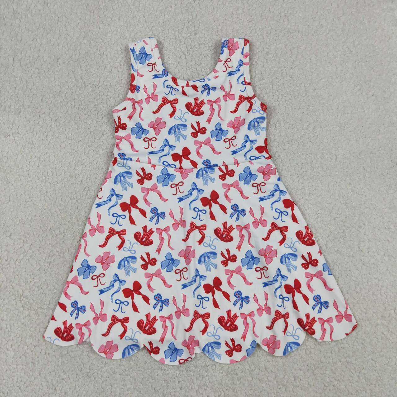 Toddle girls red blue bow July 4th design yoga dress