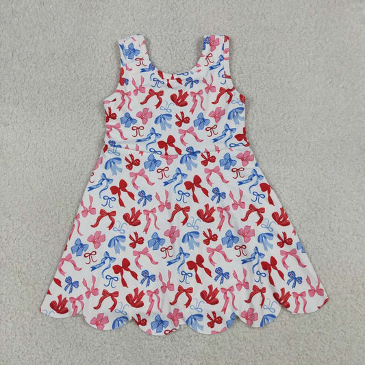 Toddle girls red blue bow July 4th design yoga dress