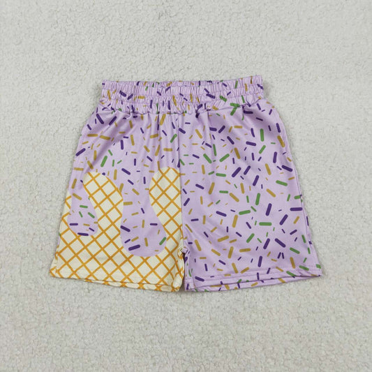 Toddle baby Mardi Gras lavender sprinkle summer shorts