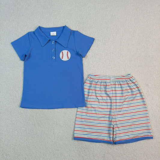 Embroidery Baseball top matching shorts toddle baby boy outfit