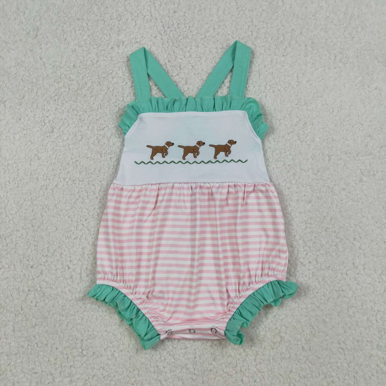 Embroidery Dog design toddle baby girl romper