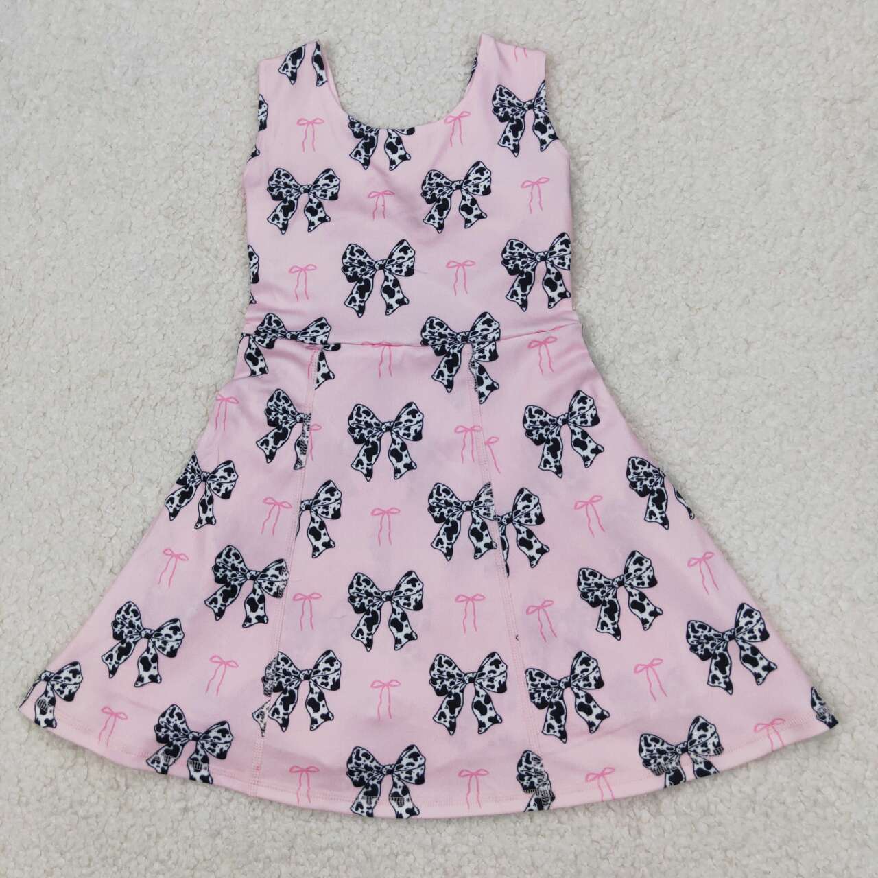 Cowhide print bow baby girls summer dress