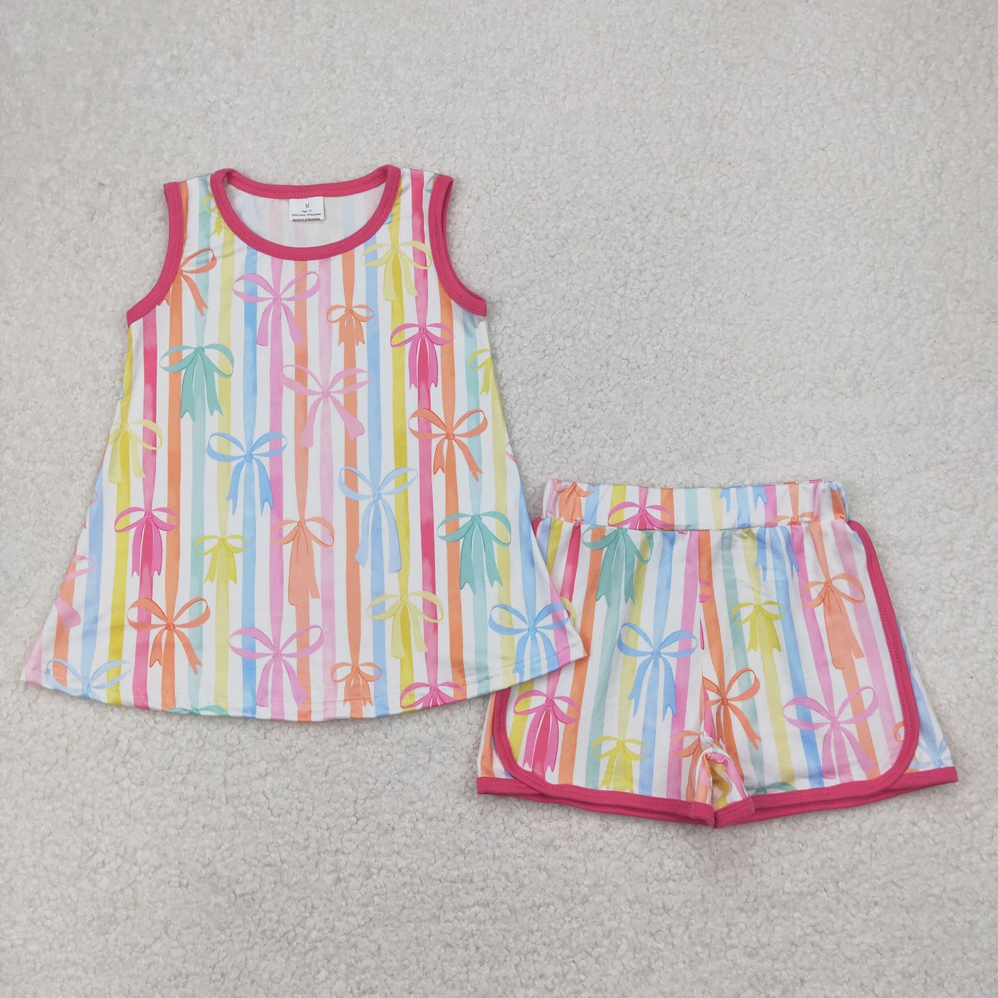 Toddle baby girl colorful bow summer outfit