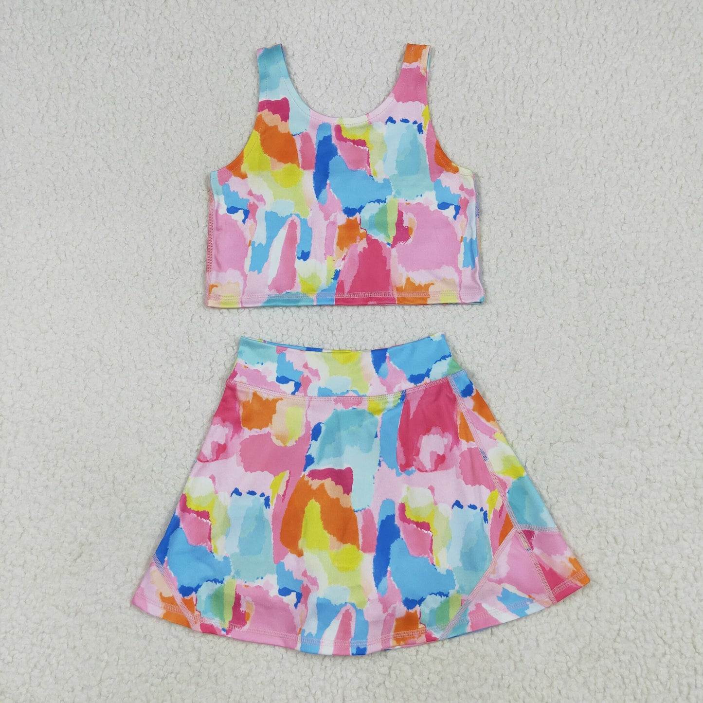 Baby girls tie dye design active wear athletic summer yoga outfit