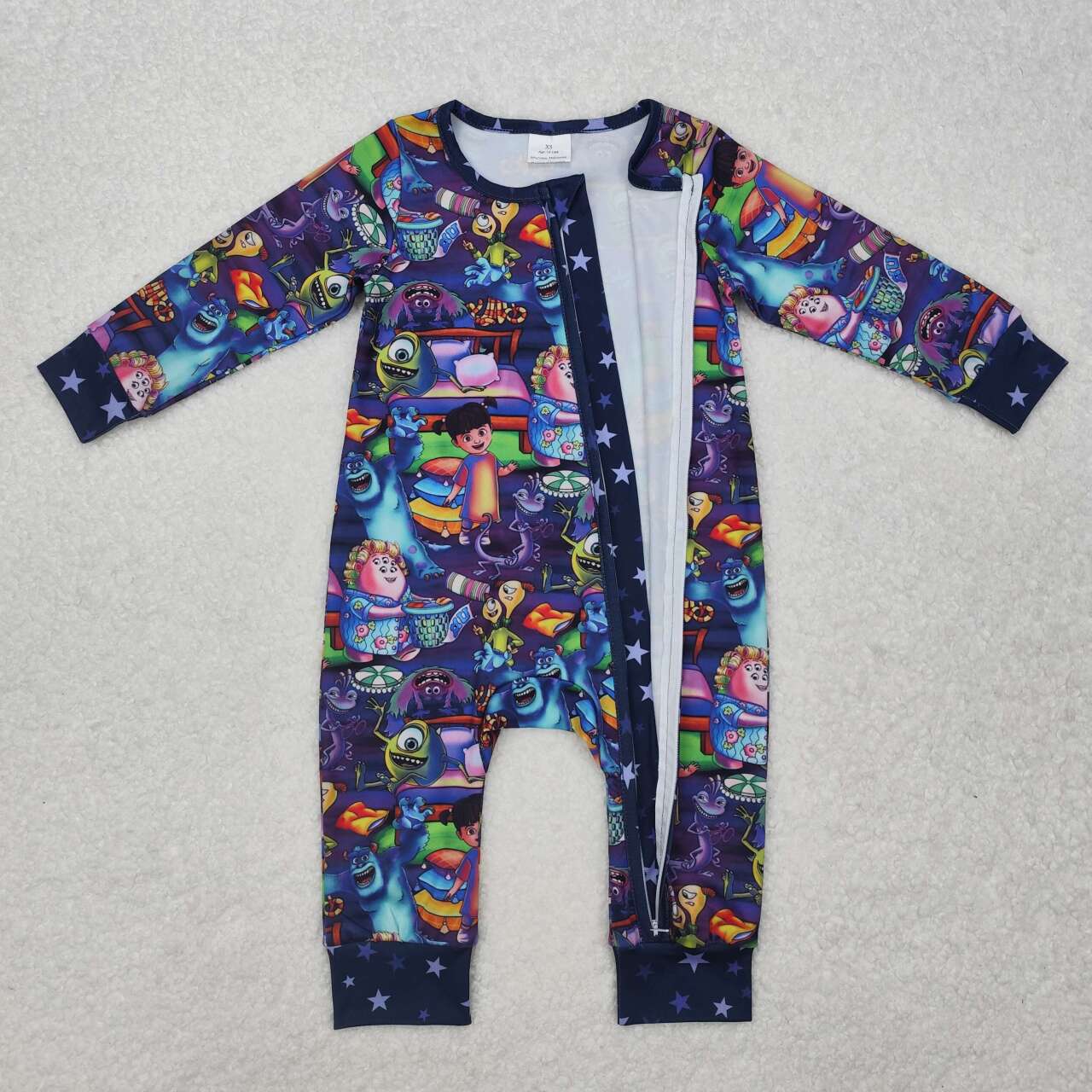 Baby boy long sleeve cartoon zip romper