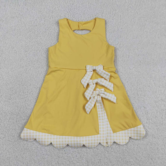 Yellow bow baby girls summer yoga dress