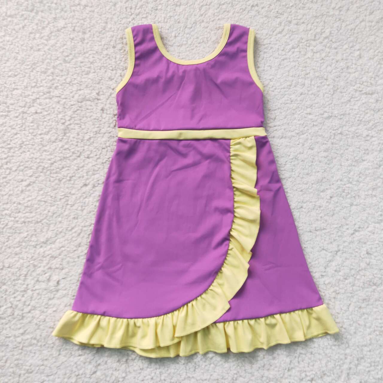 Lavender yellow color girls summer yoga dress