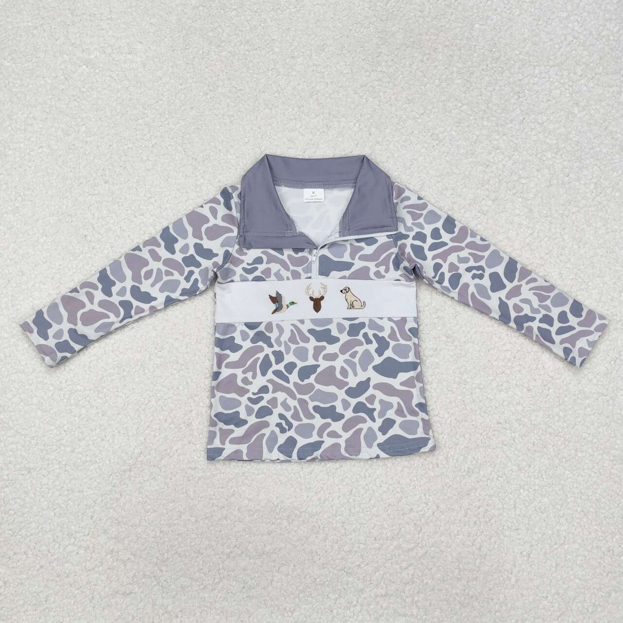 Embroidery Mallard Duck Reindeer Dog Long Sleeve Camo Top